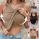ChicMe Built-in Bra 2 Piece Athletic Tank Tops for Women Ribbed Tank Top