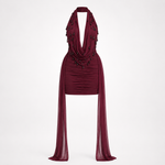 Matilda Henley | Embellished Halter Draped Mini Dress For Women