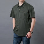 Men's Cotton Button Down Shirt | Vintage Cargo Style for Casual Comfort