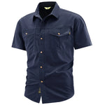Men's Cotton Button Down Shirt | Vintage Cargo Style for Casual Comfort