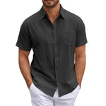 Men's Cotton Linen Short Sleeve Shirt | Lightweight Breathable Casual Essential