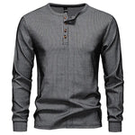 Men's Cotton Long Sleeve Henley T-Shirt | Casual Autumn Essential