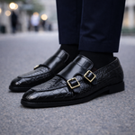 Men's Croc-Embossed Monk Strap Shoes | Bold Formal Style