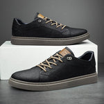 Men's Genuine Leather Low-Top Sneakers | Refined Casual Comfort