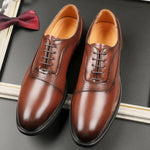 Men's Leather Lace-Up Oxford Shoes | Elegant Business Casual Style