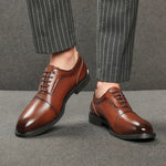 Men's Leather Lace-Up Oxford Shoes | Elegant Business Casual Style