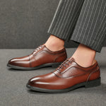Men's Leather Lace-Up Oxford Shoes | Elegant Business Casual Style
