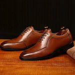 Men's Premium Leather Lace-Up Casual Shoes | Elegant Formal Wedding Footwear
