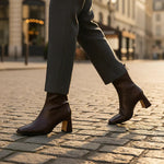 Women's Premium Suede Black Ankle Boots | Tailored Minimalist Elegance