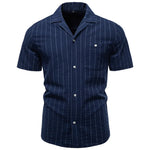 Men's Soft Cotton Stripe Short Sleeve Shirt | Casual Summer Top with Button Pocket