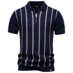 Men's Stripe Cotton Polo Shirt | Stylish Casual Short Sleeve Top