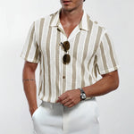 Men's Striped Polyester Cardigan | Stylish Summer Comfort Fit