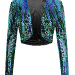 Sequin Shrug Glitter Bolero Jackets with Sparkly Blazer Long Sleeve Cropped Cardigan - Nadorine (Us Only)