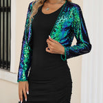 Sequin Shrug Glitter Bolero Jackets with Sparkly Blazer Long Sleeve Cropped Cardigan - Nadorine (Us Only)