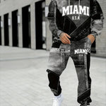 KZZ Men's Fall Winter Hooded Sweatshirt & Pants Set