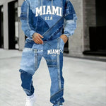 KZZ Men's Fall Winter Hooded Sweatshirt & Pants Set