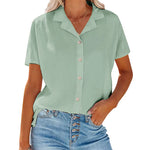 Nadorine Women's Button Down Short Sleeve Blouse