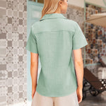Nadorine Women's Button Down Short Sleeve Blouse