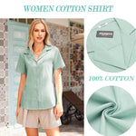 Nadorine Women's Button Down Short Sleeve Blouse