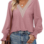Nadorine Casual Lace V Neck T-Shirts
