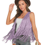 Women's Tassel Sleeveless Vest 70s Outfits for Women Hippie Clothes Fringe Jacket Cardigan S-XXL - Nadorine (Us Only)