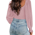 Puff Long Sleeve Bodysuit Leotard Sheer Top - Nadorine (Us Only)