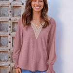 Nadorine Casual Lace V Neck T-Shirts
