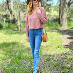 Nadorine Women Long Sleeve Tops Waffle Knit Shirts