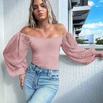 Puff Long Sleeve Bodysuit Leotard Sheer Top - Nadorine (Us Only)