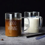 Morning Bliss | Glass Coffee Mug with Large Opening | Easy to Clean for Energizing Breakfasts