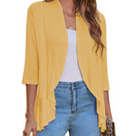 Nadorine Women's 3/4 Sleeve Draped Ruffles Cardigan