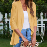 Nadorine Women's 3/4 Sleeve Draped Ruffles Cardigan