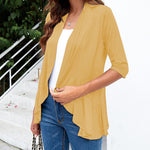 Nadorine Women's 3/4 Sleeve Draped Ruffles Cardigan