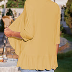 Nadorine Women's 3/4 Sleeve Draped Ruffles Cardigan