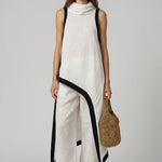 Asymmetric Linen Two-Piece Set