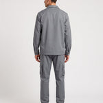 KZZ Men's Solid Color Pocket Button Front Shirt & Pants Two-Piece Set