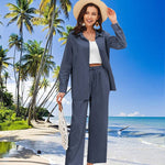 Linen Shirts Loose Long Pants Beach Outfits - Nadorine (Us Only)