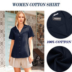 Nadorine Women's Button Down Short Sleeve Blouse