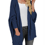 Nadorine Women's 2023 Fall Winter Popcorn Cardigan Open Front Batwing Sleeve Oversized Chunky Knit Sweater with Pockets