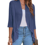 Nadorine Women's 3/4 Sleeve Draped Ruffles Cardigan
