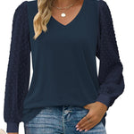 Nadorine Women's Blouses Dressy Casual V Neck Top