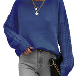 Zeagoo Womens 2023 Fall Sweaters Cute Cable Knit Crewneck Chunky Cozy Long Sleeve Warm Soft Pullover Sweater Tops