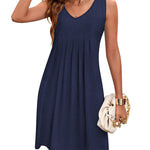 Women Summer Dresses Beach Floral Sleeveless Tshirt Sundress Pockets Casual Loose Flowy Tank Dress - Nadorine (Us Only)