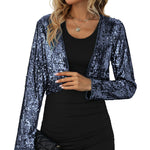 Sequin Shrug Glitter Bolero Jackets with Sparkly Blazer Long Sleeve Cropped Cardigan - Nadorine (Us Only)