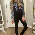 Nadorine Bow Tie Neck Long Sleeve Shirts Work Tops