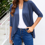 Nadorine Women's 3/4 Sleeve Draped Ruffles Cardigan