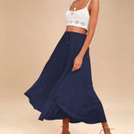 High Waisted Flowy Elastic Skirts , Lightweight Long Skirts - Nadorine (Us Only)