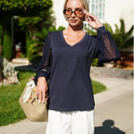 Nadorine Women's Blouses Dressy Casual V Neck Top