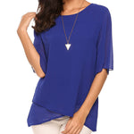 Womens Casual Scoop Neck Loose Top 3/4 Sleeve Chiffon Blouse Shirt Tops - Nadorine (Us Only)