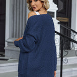Nadorine Women's 2023 Fall Winter Popcorn Cardigan Open Front Batwing Sleeve Oversized Chunky Knit Sweater with Pockets